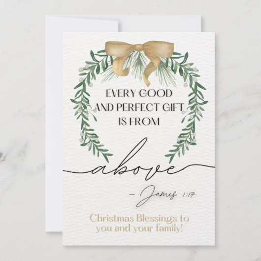 Wenskaart van de Kersttekst Jakobus 1:17 Feestdagenkaart (Voorkant)