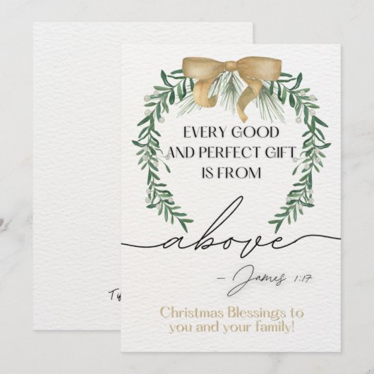 Wenskaart van de Kersttekst Jakobus 1:17 Feestdagenkaart (Voorkant / Achterkant)