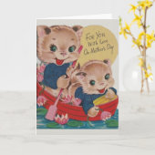 Wenskaart van de  Kittens Moederdag Kaart (Gele Bloem)