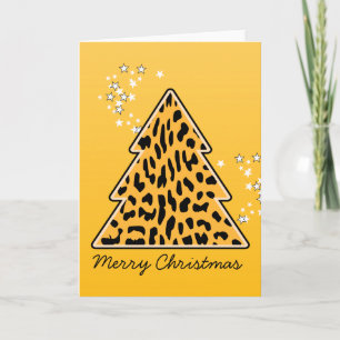 Wenskaart van de luipaard cheetah-kerstboom feestdagen kaart