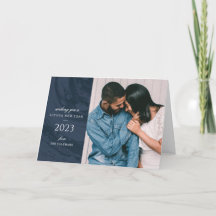 Wenskaart van de nieuwjaarsfoto - blauw