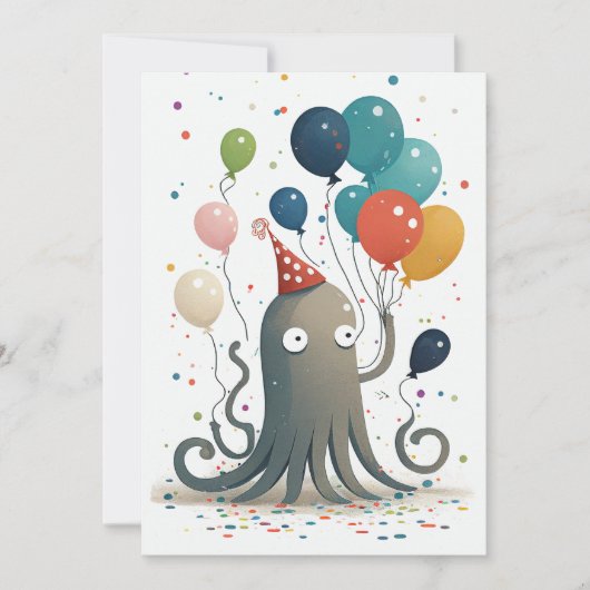 Wenskaart van de Octopus Party Bedankkaart (Voorkant)