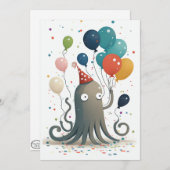 Wenskaart van de Octopus Party Bedankkaart (Voorkant / Achterkant)