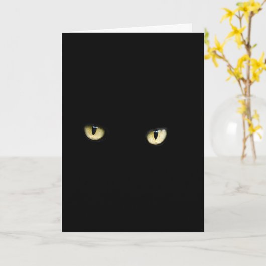 Wenskaart van de Ogen van de Kat van Halloween het Kaart (Gele Bloem)