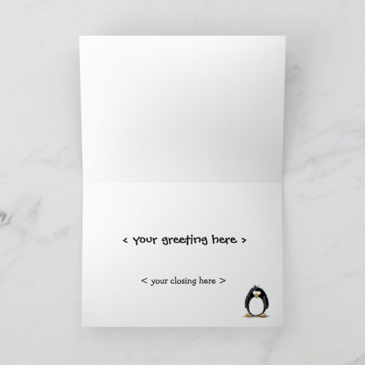 Wenskaart van de pinguïn kaart (Binnen)