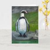 Wenskaart van de pinguïn kaart (Gele Bloem)