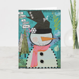 Wenskaart van de sneeuwman 5x7 "hij begon te feestdagen kaart