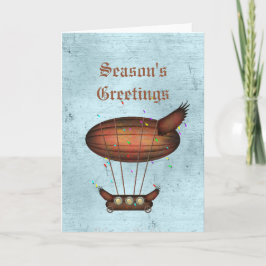 Wenskaart van de Steampunk Kerstmis Bronze Feestdagen Kaart