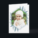 Wenskaart | van de Vakantie van de Foto van het Feestdagen Kaart<br><div class="desc">Dit overweldigende de fotowenskaart van Kerstmis kenmerkt een hexagonaal lijst om uw favoriete foto te demonstreren. Het gevoelige gebladerte in donkere wintertaling voegt decoratie over een witte achtergrond toe. Alle tekstgebieden kunnen worden aangepast.</div>