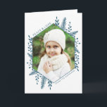 Wenskaart | van de Vakantie van de Foto van het Feestdagen Kaart<br><div class="desc">Dit overweldigende de fotowenskaart van Kerstmis kenmerkt een hexagonaal lijst om uw favoriete foto te demonstreren. Het gevoelige gebladerte in donkere wintertaling voegt decoratie over een witte achtergrond toe. Alle tekstgebieden kunnen worden aangepast.</div>