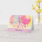 Wenskaart van de verjaardag met Petunia en waterdr Kaart (Gele Bloem)