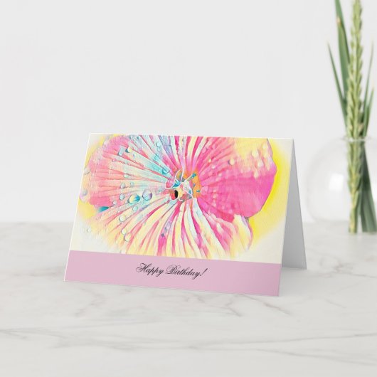 Wenskaart van de verjaardag met Petunia en waterdr Kaart (Voorkant)