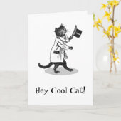 Wenskaart van de Verjaardag van de Kat van de Kaart (Gele Bloem)