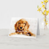 Wenskaart van de Verjaardag van het Puppy van de Kaart (Gele Bloem)