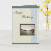 Wenskaart van de Verjaardag van het Zeegezicht van Kaart (Gele Bloem)