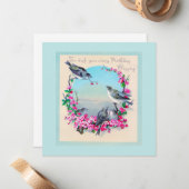  Wenskaart van de vogelstand en de bloemen Notitiekaartje (Voorkant / Achterkant in situ)