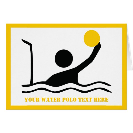 Wenskaart van de waterpolospeler zwarte silhouet (Voorkant Horizontaal)
