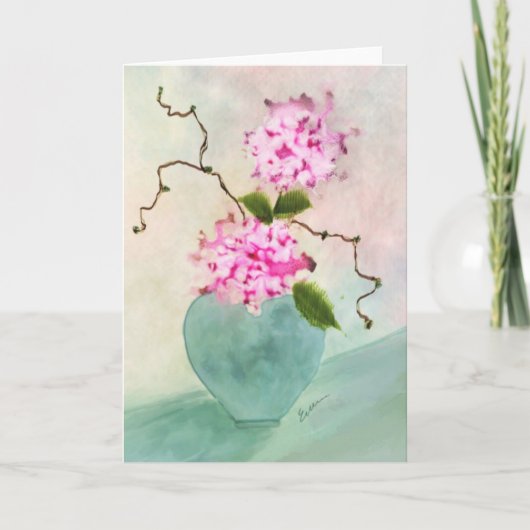 Wenskaart van de Waterverf van Ikebana het Bloemen Kaart (Voorkant)