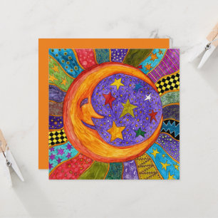 Wenskaart van de zon, van de maan en van de sterre