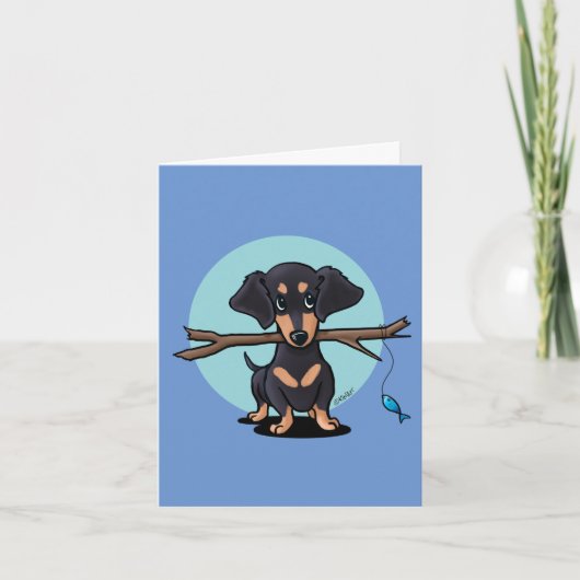 Wenskaart van de zwarte en Tan Dachshund Bedankkaart (Voorkant)
