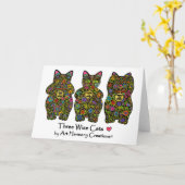 Wenskaart van drie het Wijze Katten Kaart (Gele Bloem)