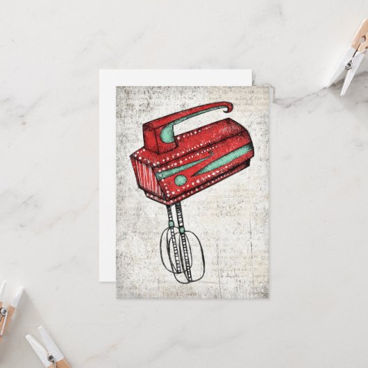 Wenskaart van elektrische handmixer kaart (Voorkant / Achterkant in situ)