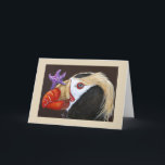 Wenskaart van getufte puffin kaart<br><div class="desc">getufte puffin met zeester</div>