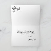 Wenskaart van gouden en Blauwgroen vlinder Bedankkaart (Binnen)