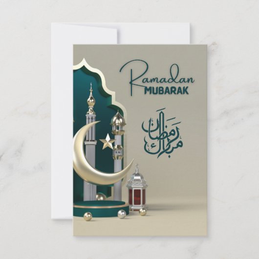 Wenskaart van groene en grijze ramadan bedankkaart (Voorkant)