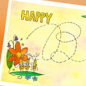 Wenskaart van Happy Birthday bijen door Nicole Jan Kaart