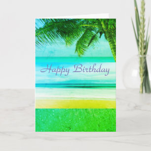 Wenskaart van het eiland Cool Tropical Birthday Kaart