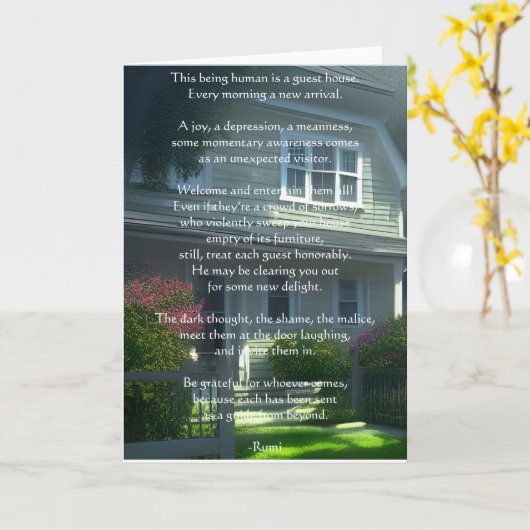 Wenskaart van het Guest House Rumi Poem Kaart (Gele Bloem)