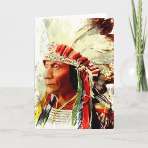 Wenskaart van inheemse Amerikanen met Sitting Bull Kaart
