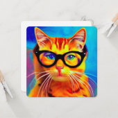 Wenskaart van katten met bril kaart (Voorkant / Achterkant in situ)