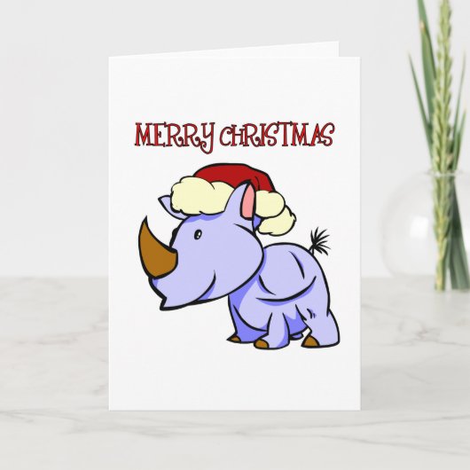 Wenskaart van Kerstmis van de rinoceros het Feestdagen Kaart (Voorkant)