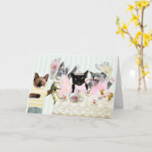 Wenskaart van Kittens Tea Party Kaart (Gele Bloem)