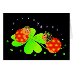 wenskaart van ladybugs en klavers