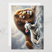 Wenskaart van leeuw en lam (Voorkant / Achterkant)