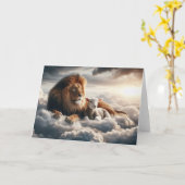 Wenskaart van leeuw en lam kaart (Gele Bloem)