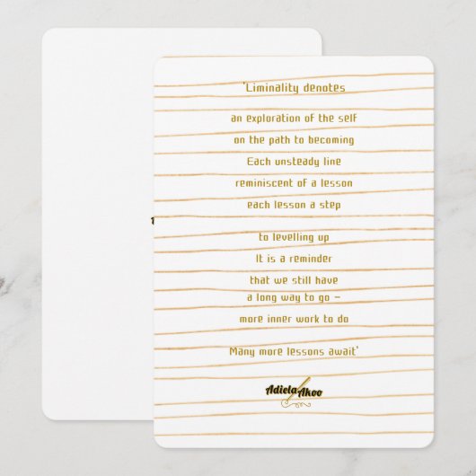 Wenskaart van Liminaliteit door Poet Adiela Akoo Feestdagenkaart (Voorkant / Achterkant)