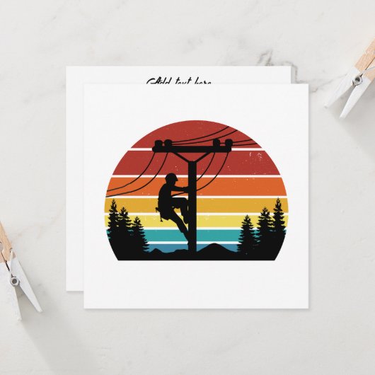  Wenskaart van Lineman Sunset Retro Kaart (Voorkant / Achterkant in situ)