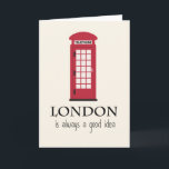 Wenskaart van Londen Kaart<br><div class="desc">Reizen naar Londen is altijd een goed idee. een rode telefooncel met een offerte</div>