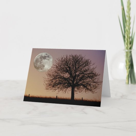 Wenskaart van maan en boom kaart (Voorkant)