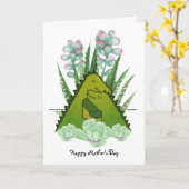 Wenskaart van moeder en kind Dinosaurs Kaart (Gele Bloem)