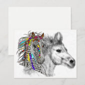 Wenskaart van mooie en kleurrijke paarden kaart (Voorkant / Achterkant)