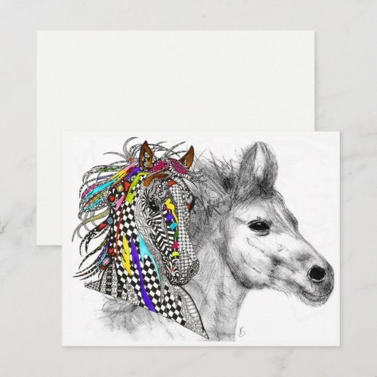 Wenskaart van mooie en kleurrijke paarden kaart (Voorkant / Achterkant)