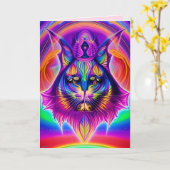 wenskaart van mystieke katten kaart (Gele Bloem)