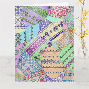 Wenskaart van Oekraïnse paaseieren (Pysanky) Kaart