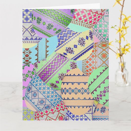 Wenskaart van Oekraïnse paaseieren (Pysanky) Kaart (Gele Bloem)