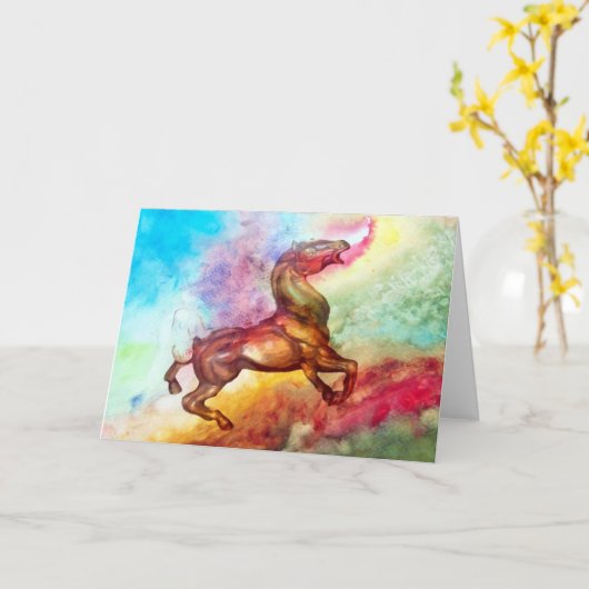 Wenskaart van paarden kaart (Gele Bloem)